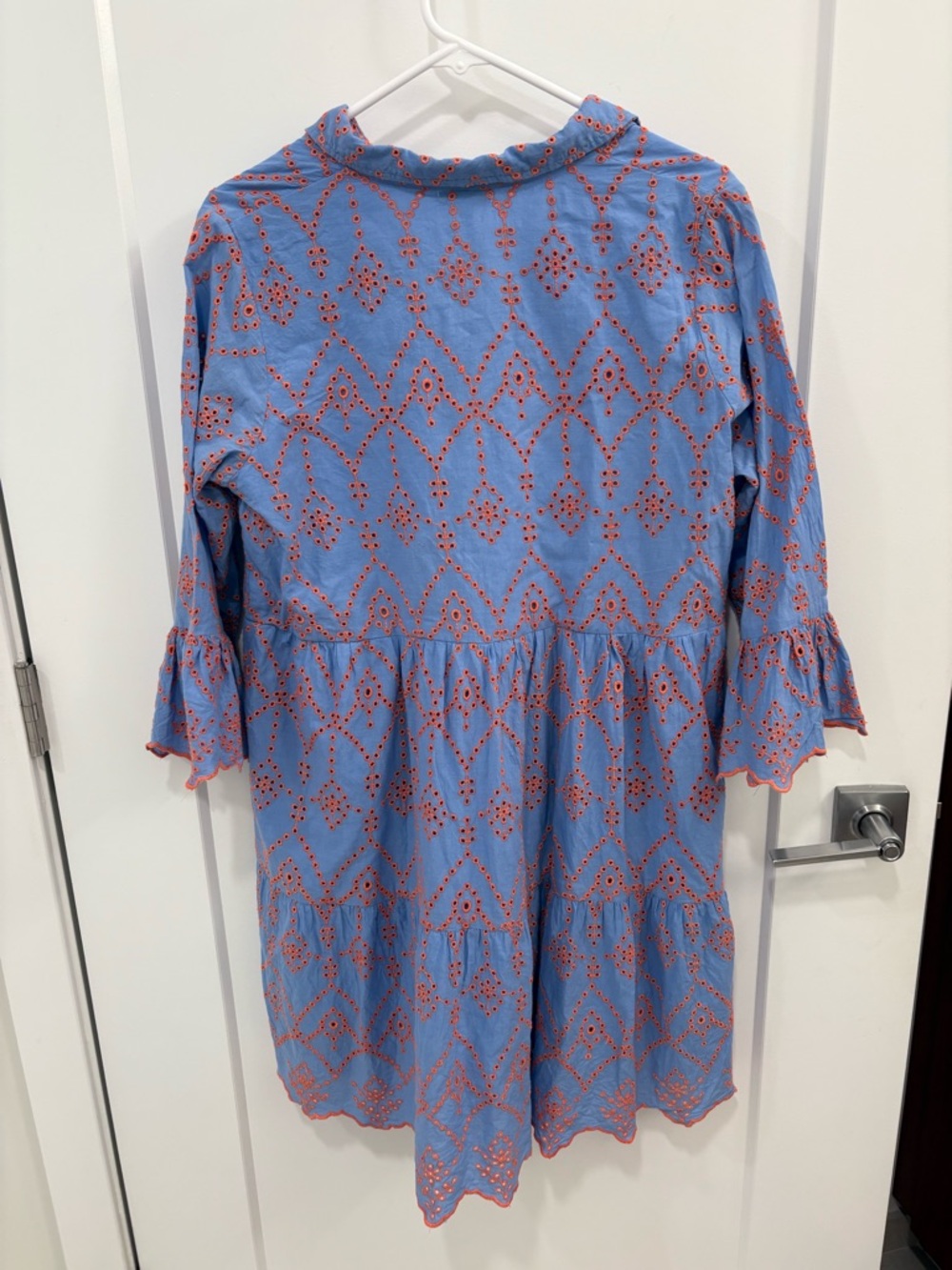 Modaposa Pink Purple Eyelet Tiered Cotton Peasant Tunic Dress Size XL - Picture 7 of 13
